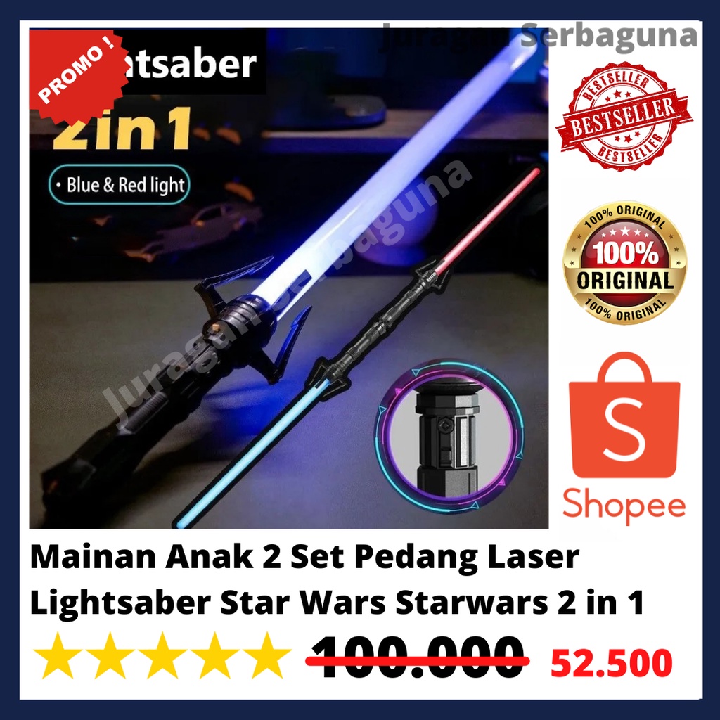 Mainan Anak 2 Set Pedang Laser Lightsaber Star Wars Starwars 2 in 1