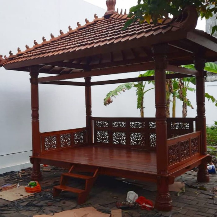 FREE ONGKIR JFS Gazebo kayu jati ukir / gazebo kayu jati minimalis / gazebo kayu glugu