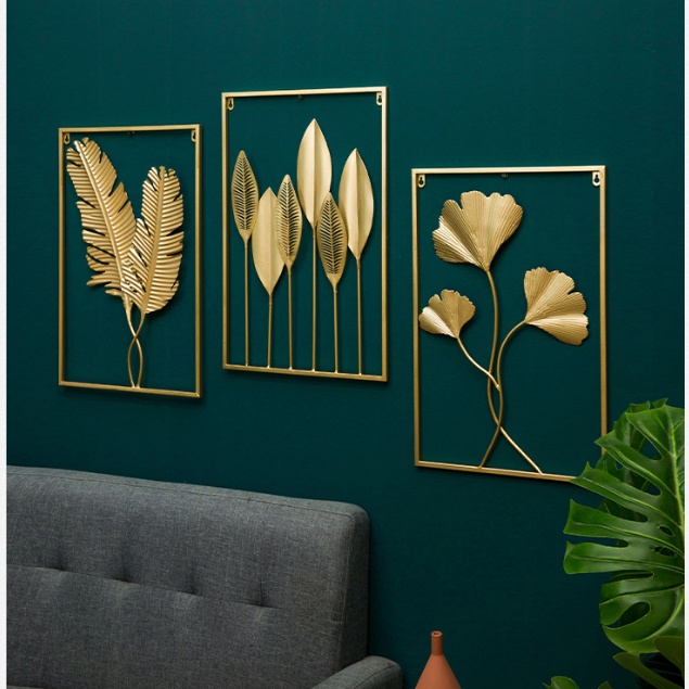 Hiasan dinding ruang tamu Hiasan dinding daun besi untuk hiasan dinding ruang masuk dinding latar be