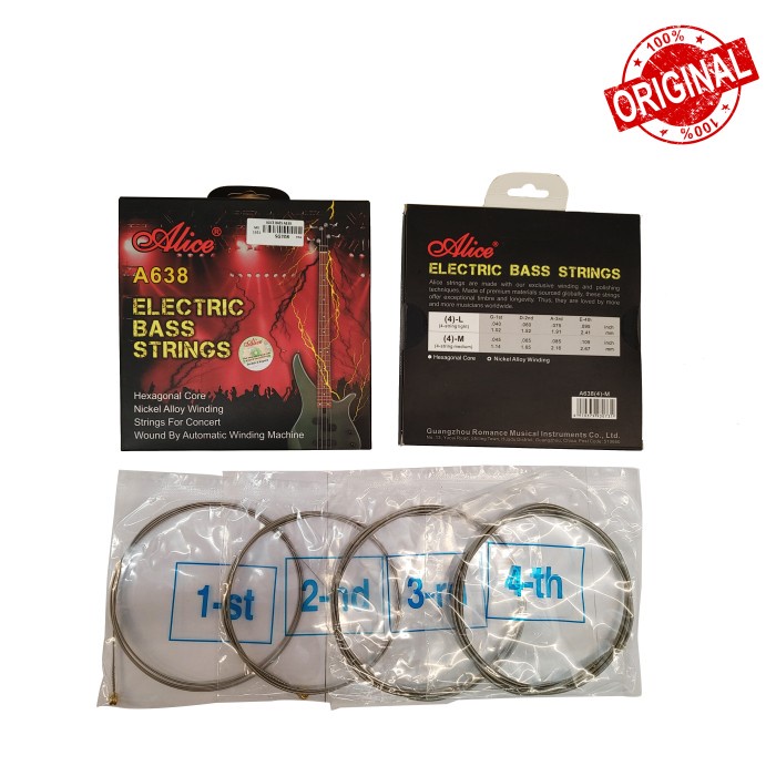 Senar Gitar Listrik Bass Akustik Alice A638 / SENAR GITAR BASS AKUSTIK ALICE A638-M - 4 STRING