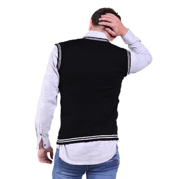 ✨BISA COD✨ -Rompi Rajut Baju Kantor Pria Fashion Model Terbaru - JFSH Exo - Hitam, M Rompi Unik Vest