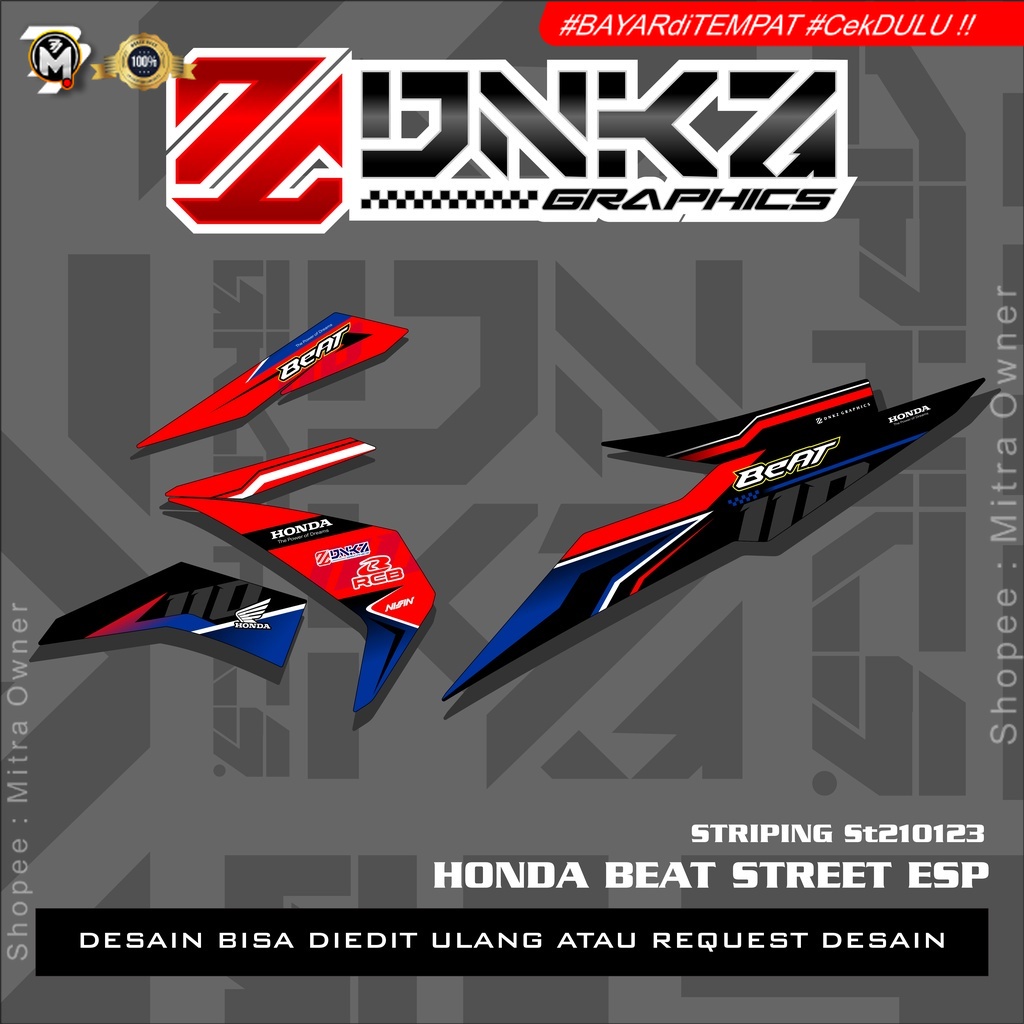 Stiker Beat Street, Beat ESP Decal Striping Beat Street, Beat ESP Premium Racing ST210123