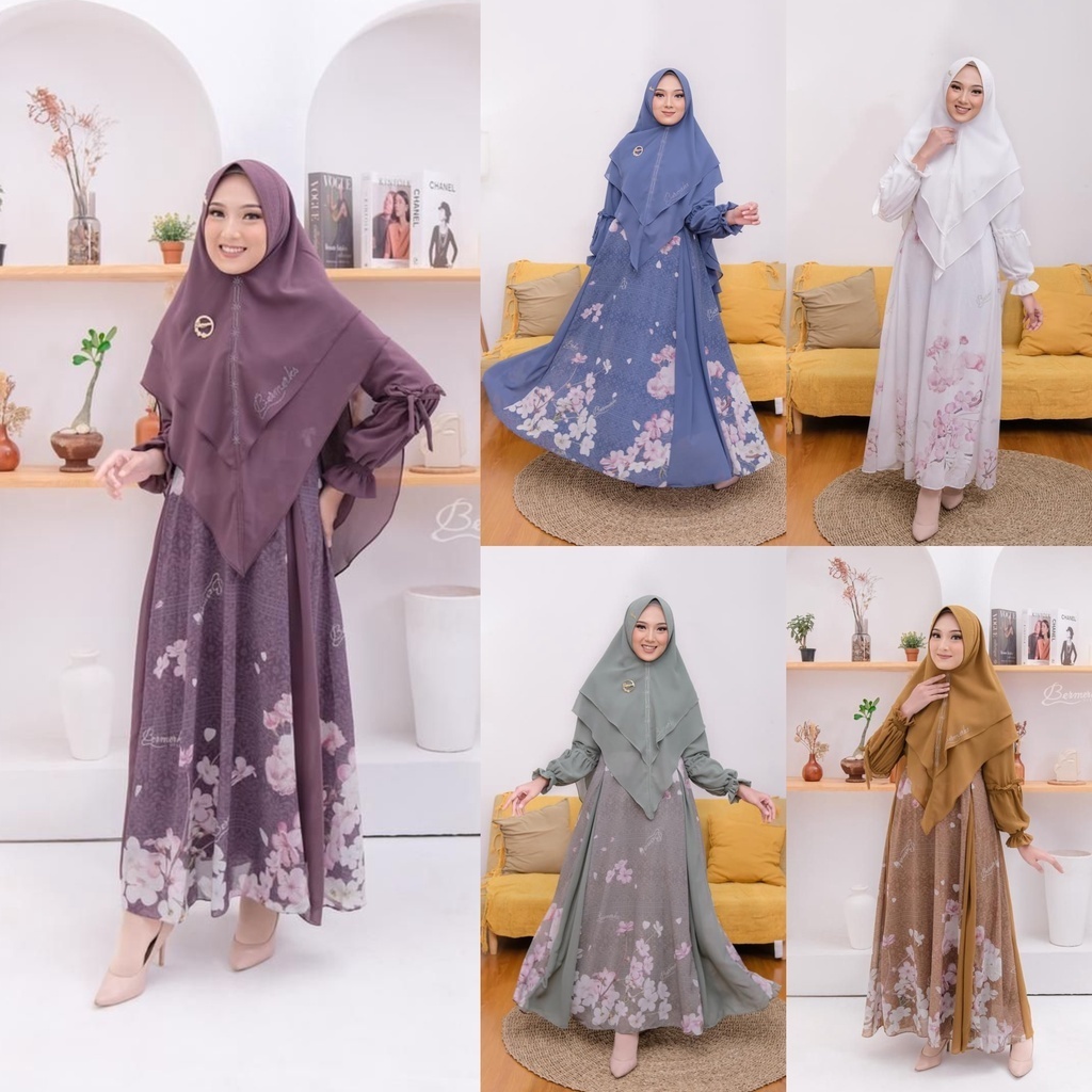 Randomm TERBARUU Gamis set Khimar ceruty babydoll Faiza Fatin Seruni Romansa Husna Setia Danisa ORI 