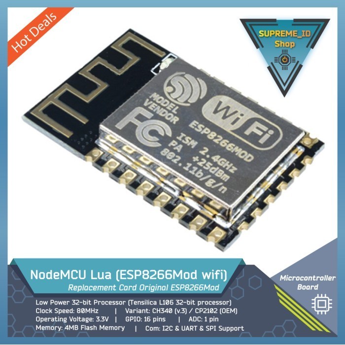 ESP8266Mod ESP8266 ESP-12E ESP-12F IoT NodeMCU Lua /Wemos D1 Wifi Replacement Card