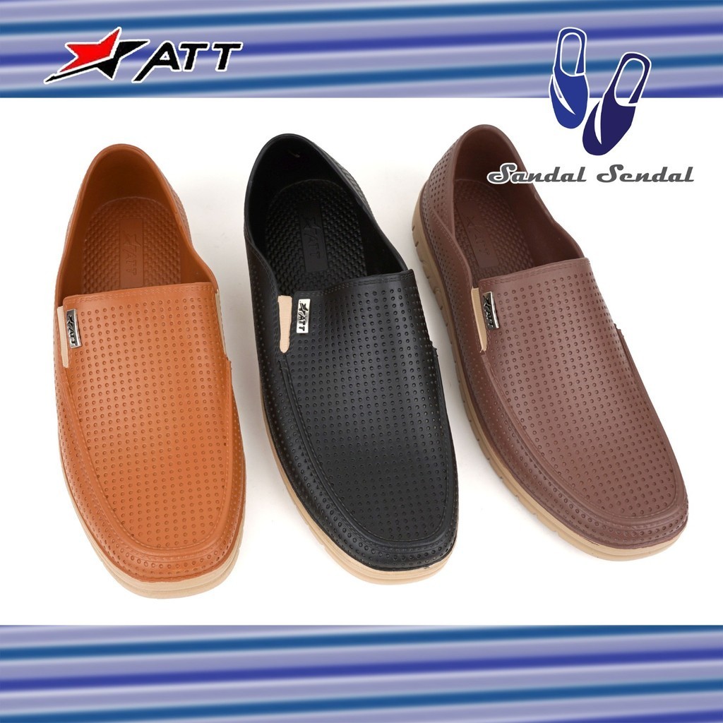 Sepatu Pantofel Pria ATT AWKN 596 Hitam Coklat Tua Coklat Muda Fashion Pria Casual Karet Lokal Ringa