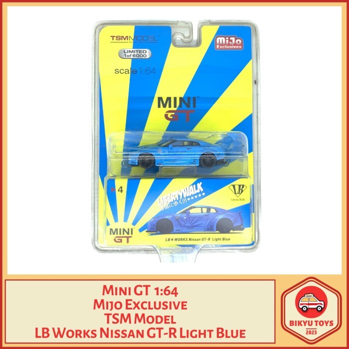 Mini GT #4 1:64 Mijo Exclusive TSM Model LB Works Nissan GTR R35 LBWK Liberty Walk Light Blue Minigt