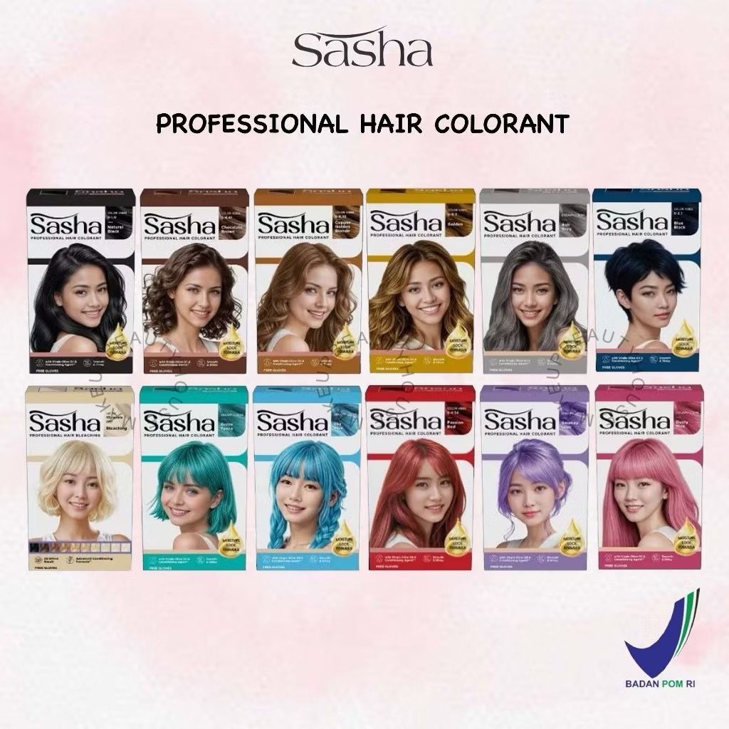 Sasha Profesional Hair Color / Hair Color Sasha 25gr / Cat Rambut Sasha 25gr / Pewarna Rambut Sasha