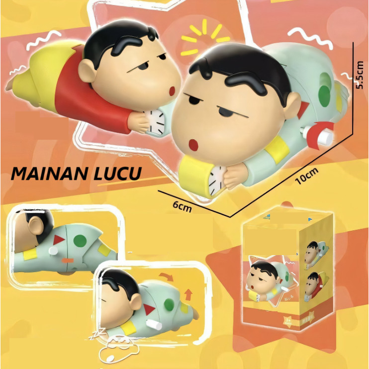 FLKS Mainan Crayon Shinchan shin chan gerak lucu pantat goyang kawaii mainan putar