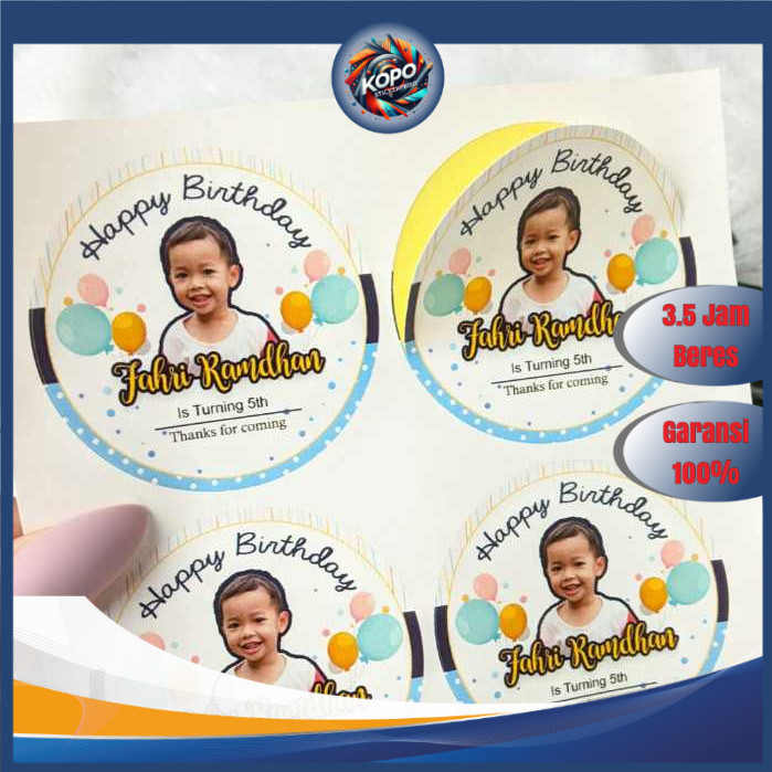 

KOPO 2-4 Sticker Bulat Ulang Tahun Anak Stiker Ultah Free Design Template Birthday Bahan Chromo