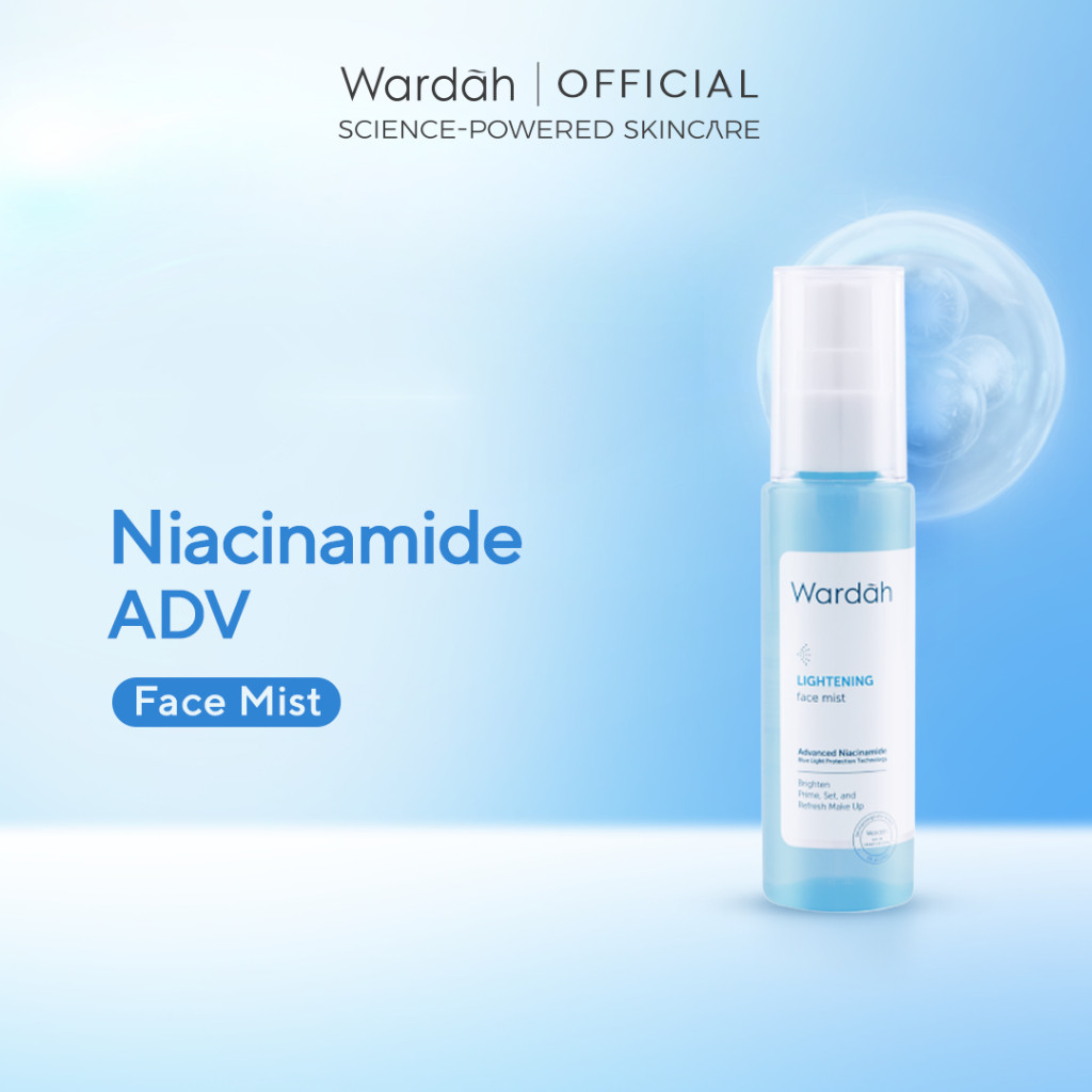 WARDAH Lightening Face Mist 60 ml - Face Mist 3-in-1 dengan 4X Niacinamide Advanced - Mencerahkan Ku
