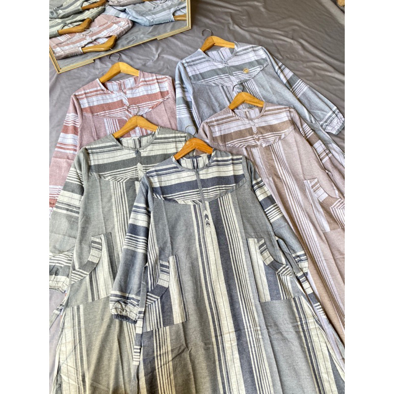 FR54E GAMIS KATUN HARUKA MOTIF SALUR LAIRA DRESS/COD/GAMIS KATUN TRISET WANITA TERBARU