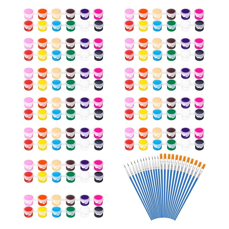 

12 Pack 144Pcs Mini Acrylic Paint Set With Brushes For Kids Adults Craft Paint, 12 Colors Washable Acrylic Paint Strips