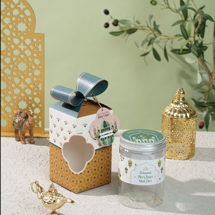 

Box Hampers Lebaran - Idul Fitri, Pita Deco Deluxe Muat 1 toples silinder 600 & 800 ml