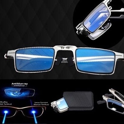 BISA COD Kacamata Baca Plus AutoFokus Frame Titanium Lipat AntiRadiasi Unisex Pria Wanita