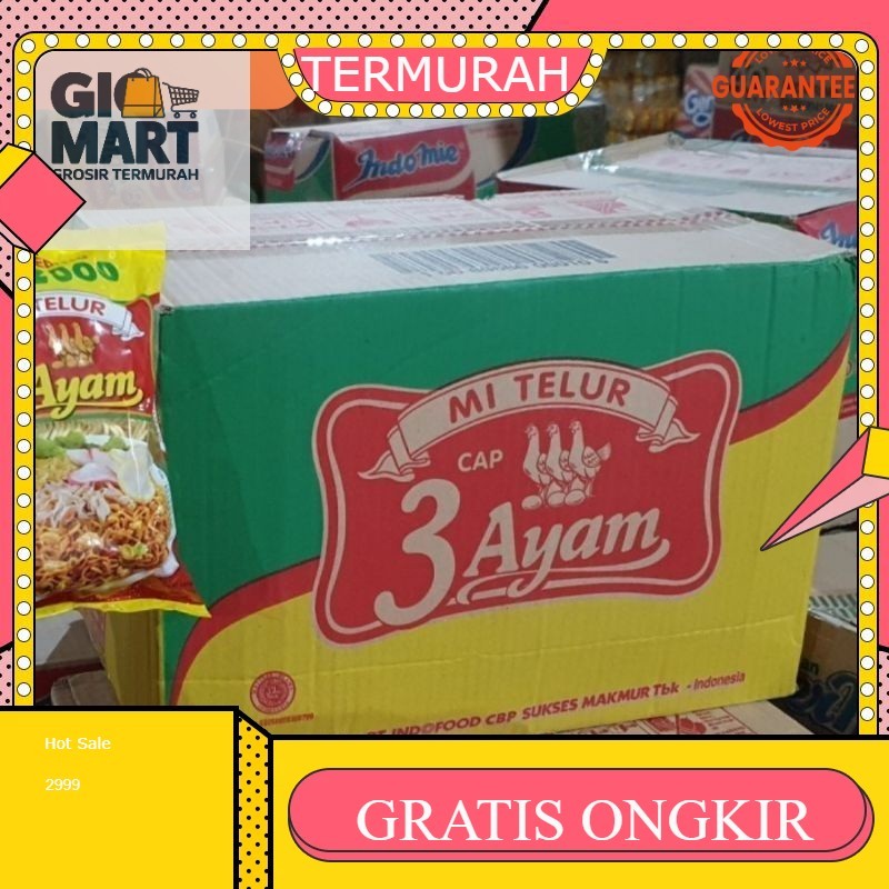 

Mie Telur Cap 3 ayam Murah 1 Kardus isi 24Bungkus