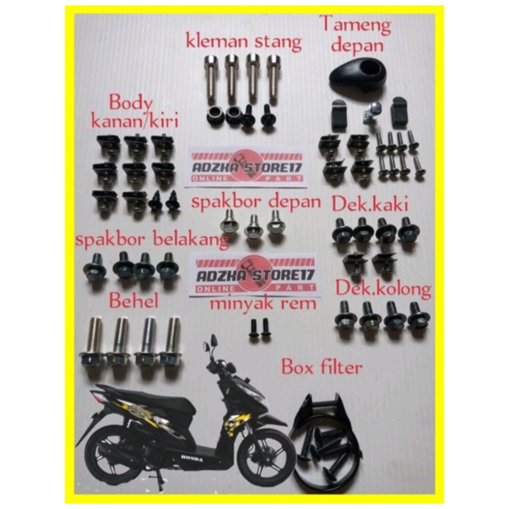 promo Baut full set body honda beat street/baut lengkap full body beat street cod