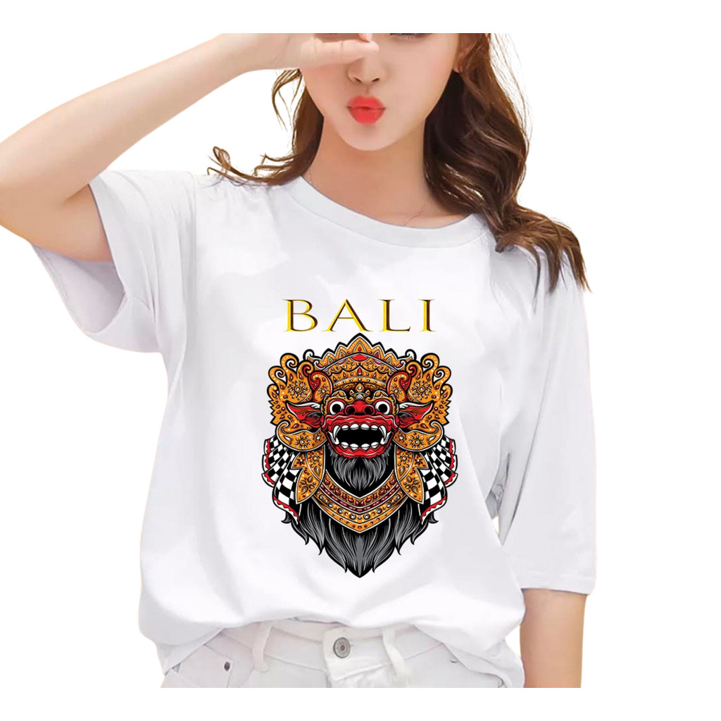 HANASA KAOS T-SHIRT WANITA BARONG BALI PRINT DTF MOTIF KEKINIAN