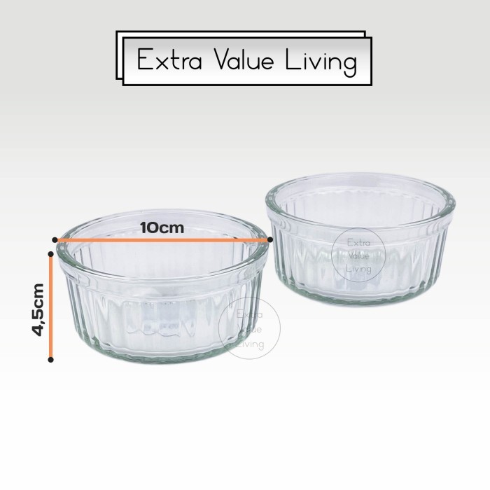 Ramekin Kaca Mangkok Kaca Oven Tahan Panas Set 2 Pcs Glass Ramekin Bowl 10 CM Loyang Kaca