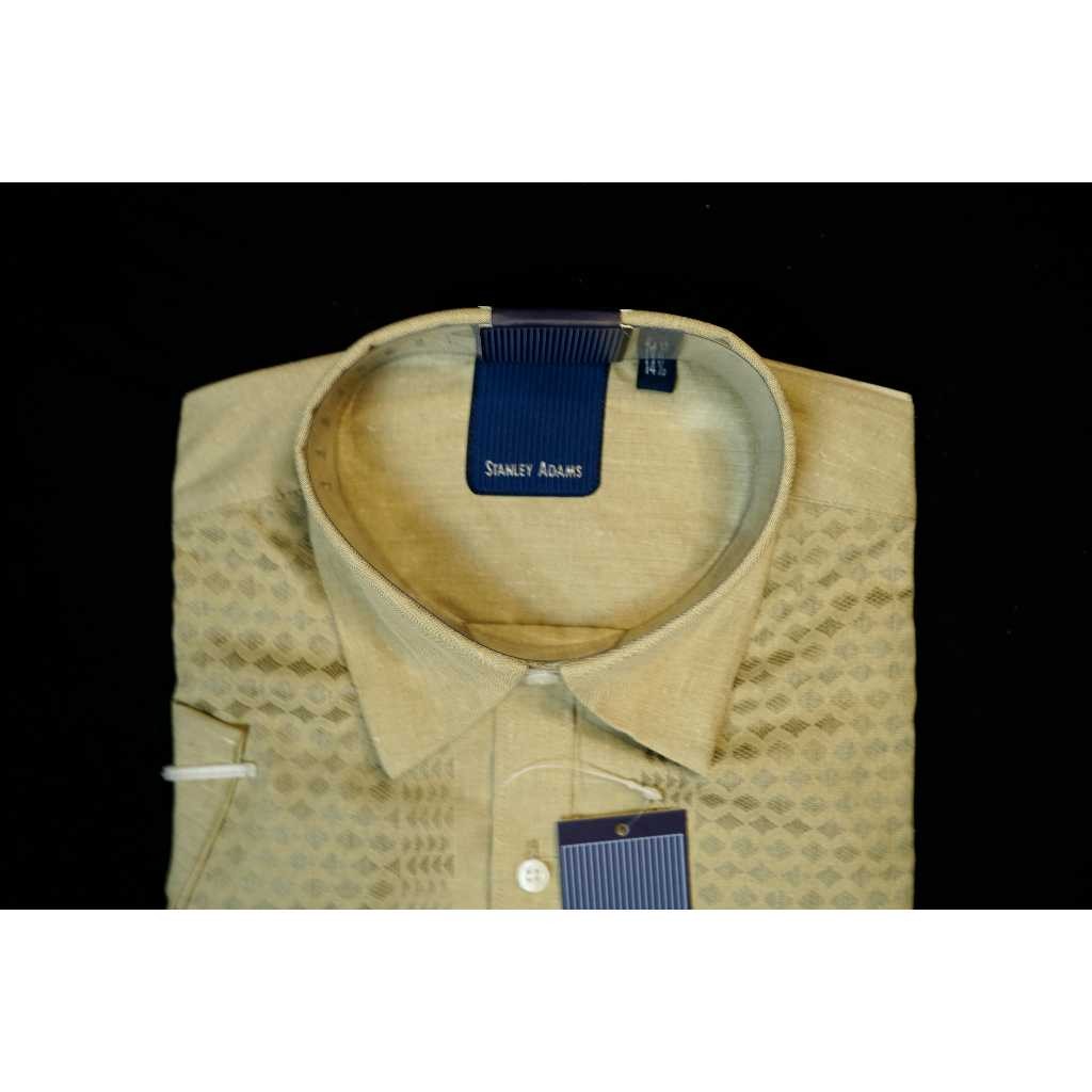 Baju Muslim Kemeja Koko Pria Reguler Fit Lengan Pendek Khaki Motif Embroidery Stanley Adams