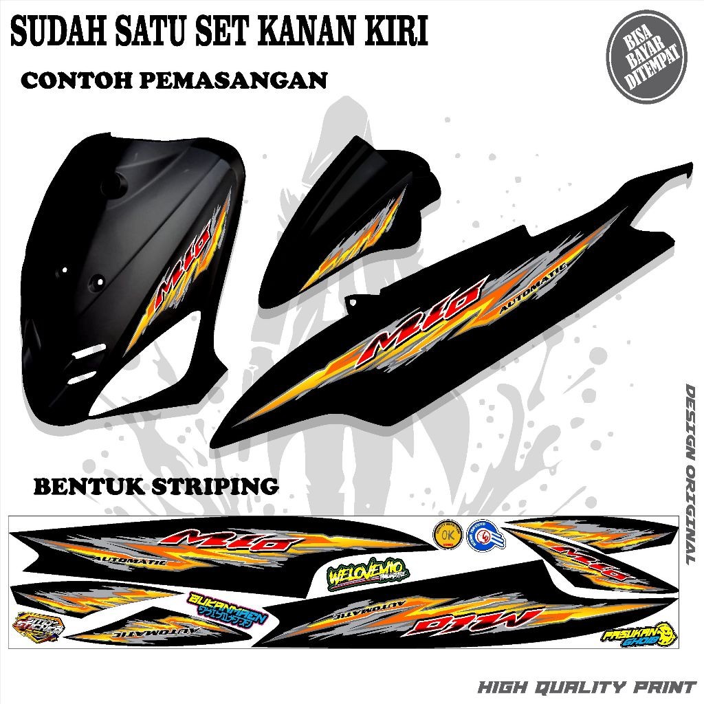 striping variasi sticker mio sporty/smile motif kuning simple keren terbaru