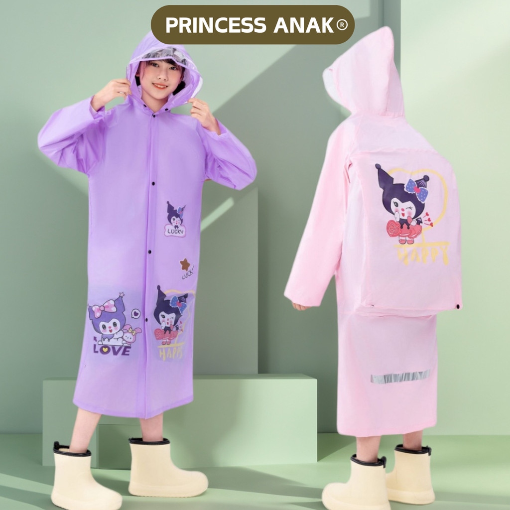 ZIPPER Jas Hujan SOR RABBIT PRINCE DINOSAUR COD Jas Hujan Anak-anak dengan Motif Kuromi, Jas Hujan A
