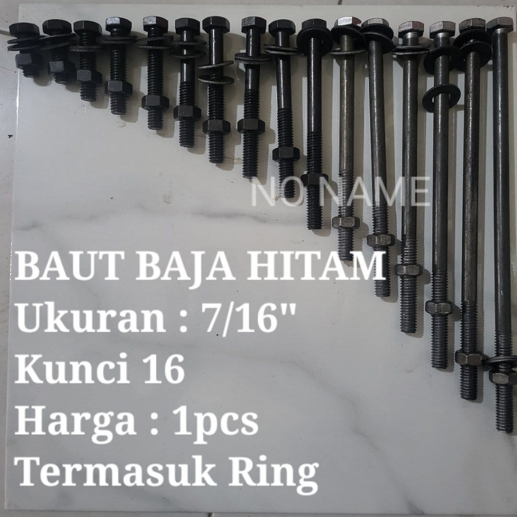 BAUT BLANDAR BAUT HITAM MUR BALOK KUNCI 16 PANJANG 2,5cm s/d 15cm Baut Blandar KAYU DLL