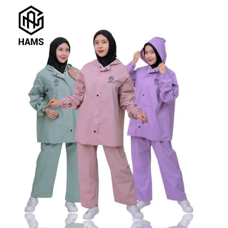 Jas hujan Warna Nude Stelan atas bawah by GNA Anti air dusty pink lilac sage green /Terbaru