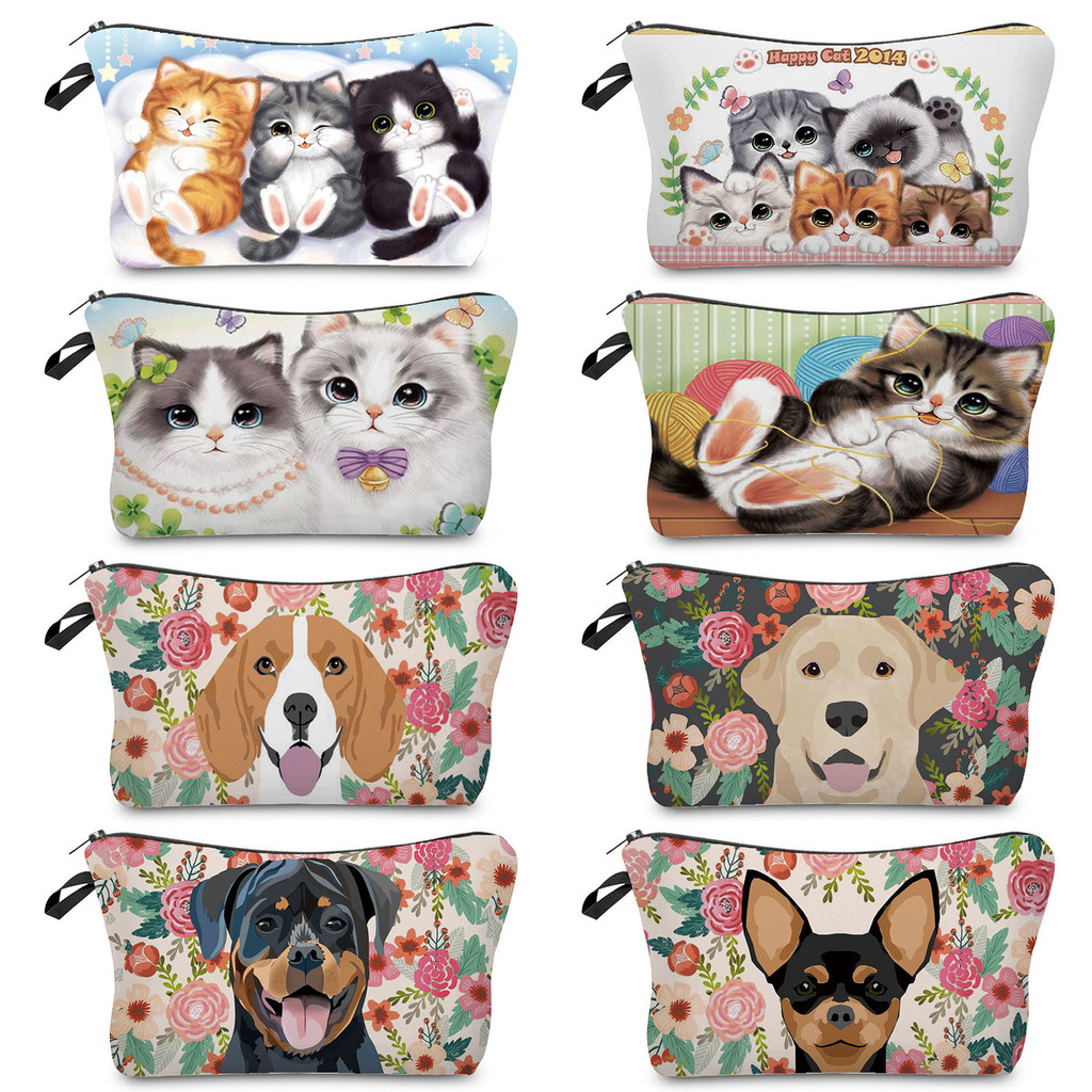 

Cartoon Flower Dog Cute Cat Print Women's Cosmetic Bag Outdoor Portable Travel Toiletry Bag Customizable Toiletry Bag Makeup Bag