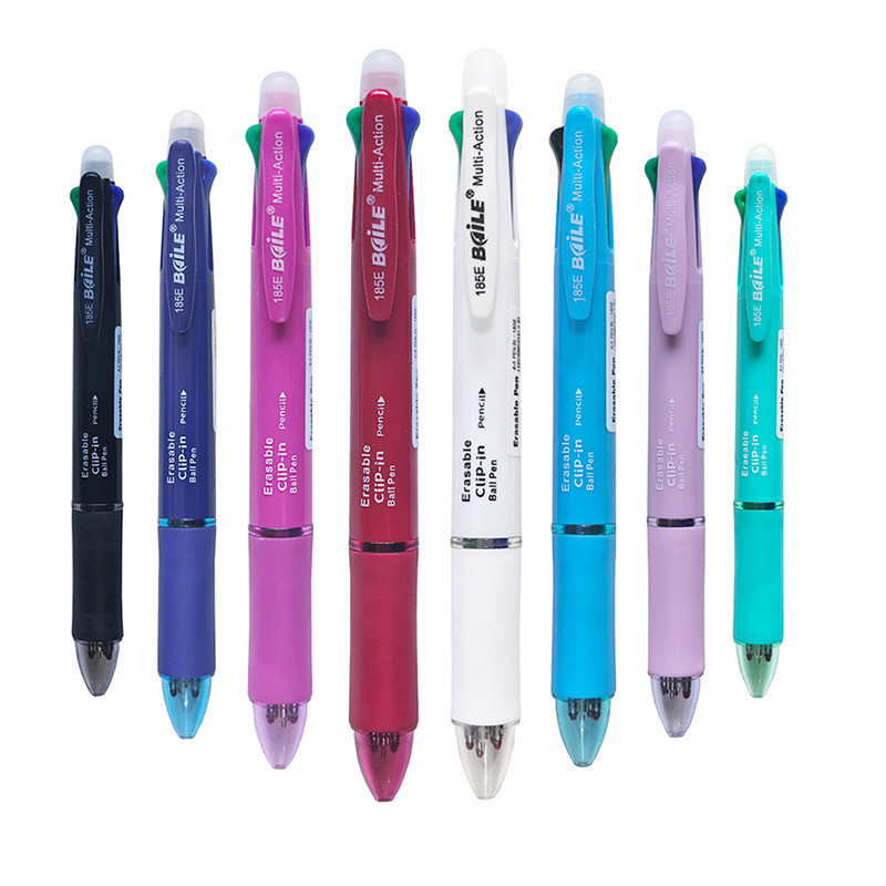 

0.7mm Multi Colored Erasable Gel Pen 5 In 1 Blue Black Red Green Magic Ink 0.5mm Mechanical Pencil Kawaii Writing Stationery