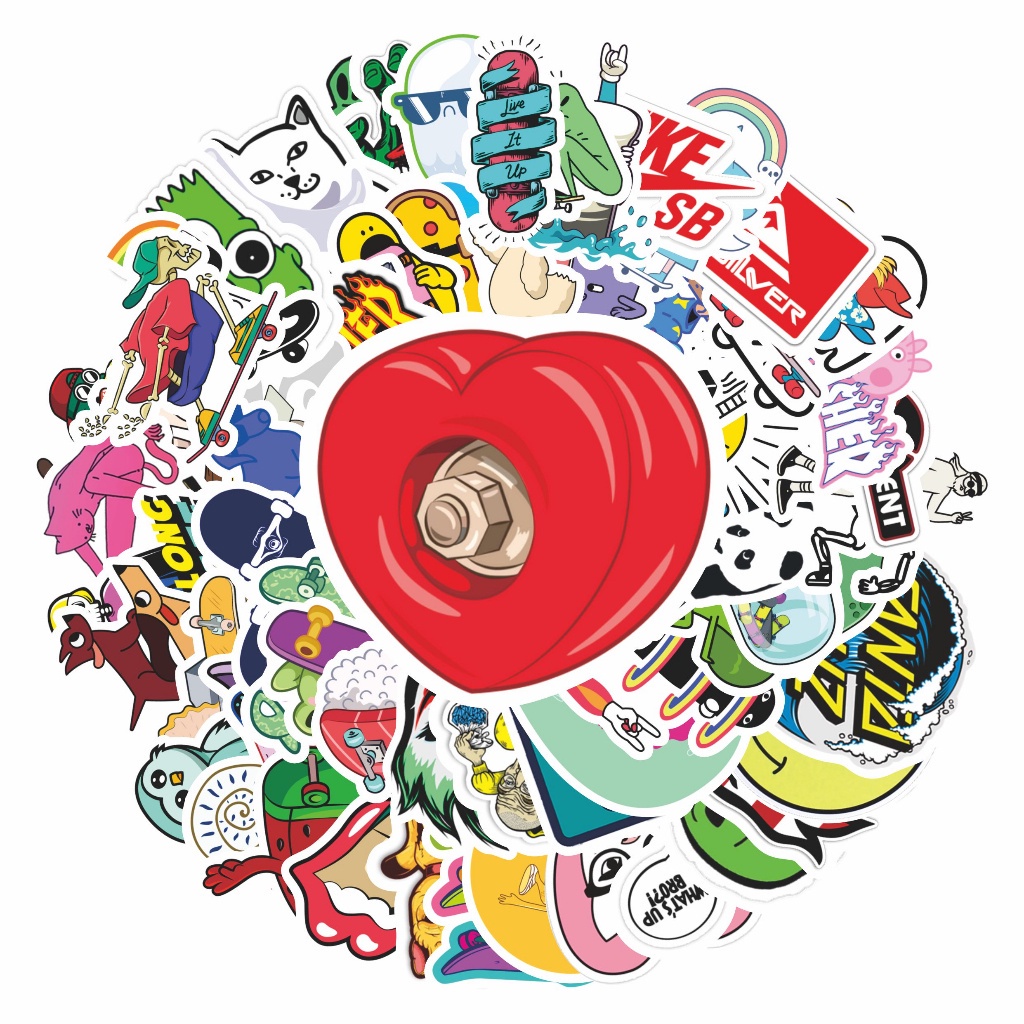 

COD✨ 100 Pcs Stiker Skateboard Keren Anti Air Untuk Dekorasi Notebook Sepeda Skateboard Handphone DIY