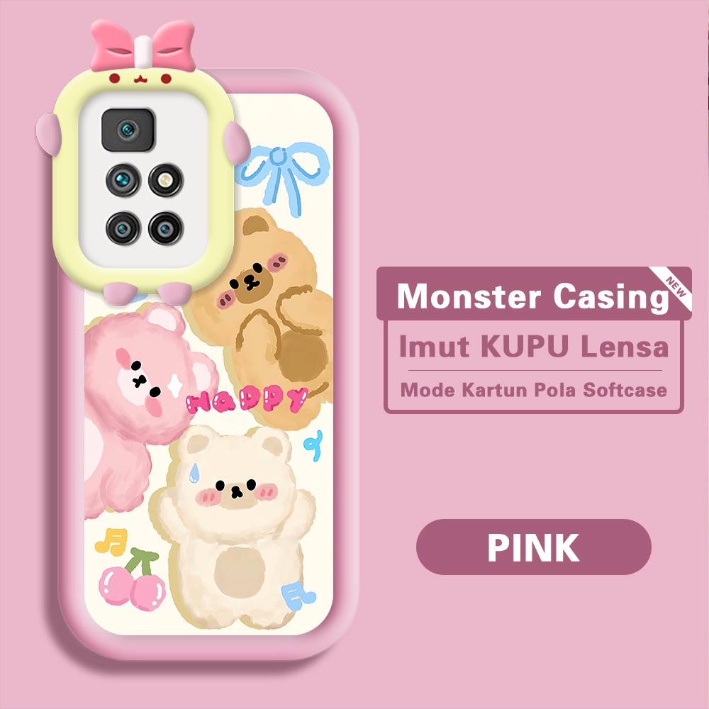 Xiaomi Redmi 10 Untuk Hp Casing Handphone Cassing Soft Kesing Sofcase Phone Case Warna Tiga Beruang 