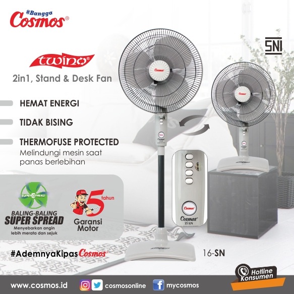 Cosmos 16-SN Kipas Angin 2in1 Twino & Ony 16 Inch [OJ]