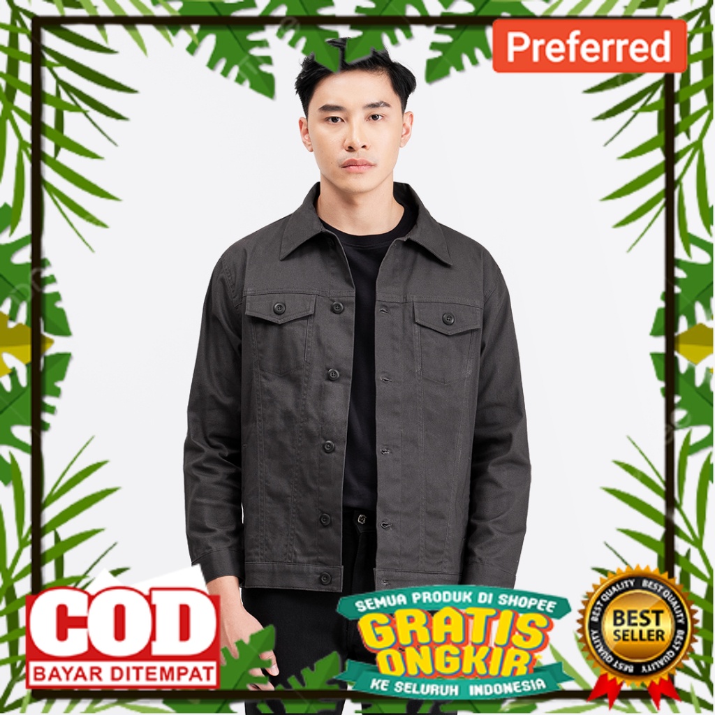 JAKET TRUCKER PROMO TERBATAS MODEL BARU /Livehaf - Trucker Canvas Jacket Dark Gray