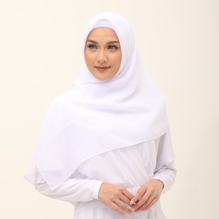 JILBAB BASIC VOAL POLOS KHUSUS PUTIH, HITAM, NAVY, COKLAT by UMAMA - Putih Umama