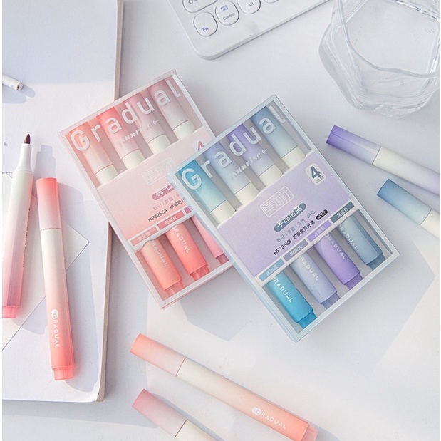 

1 SET ISI 4 HIGHLIGHTER WARNA PASTEL TERANG / 1 SET STABILO HIGHLIGHTER WARNA PASTEL PGS
