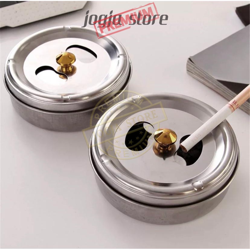 Asbak Putar Asbak Portable Buka Tutup Stainless Tempat Abu Puntung