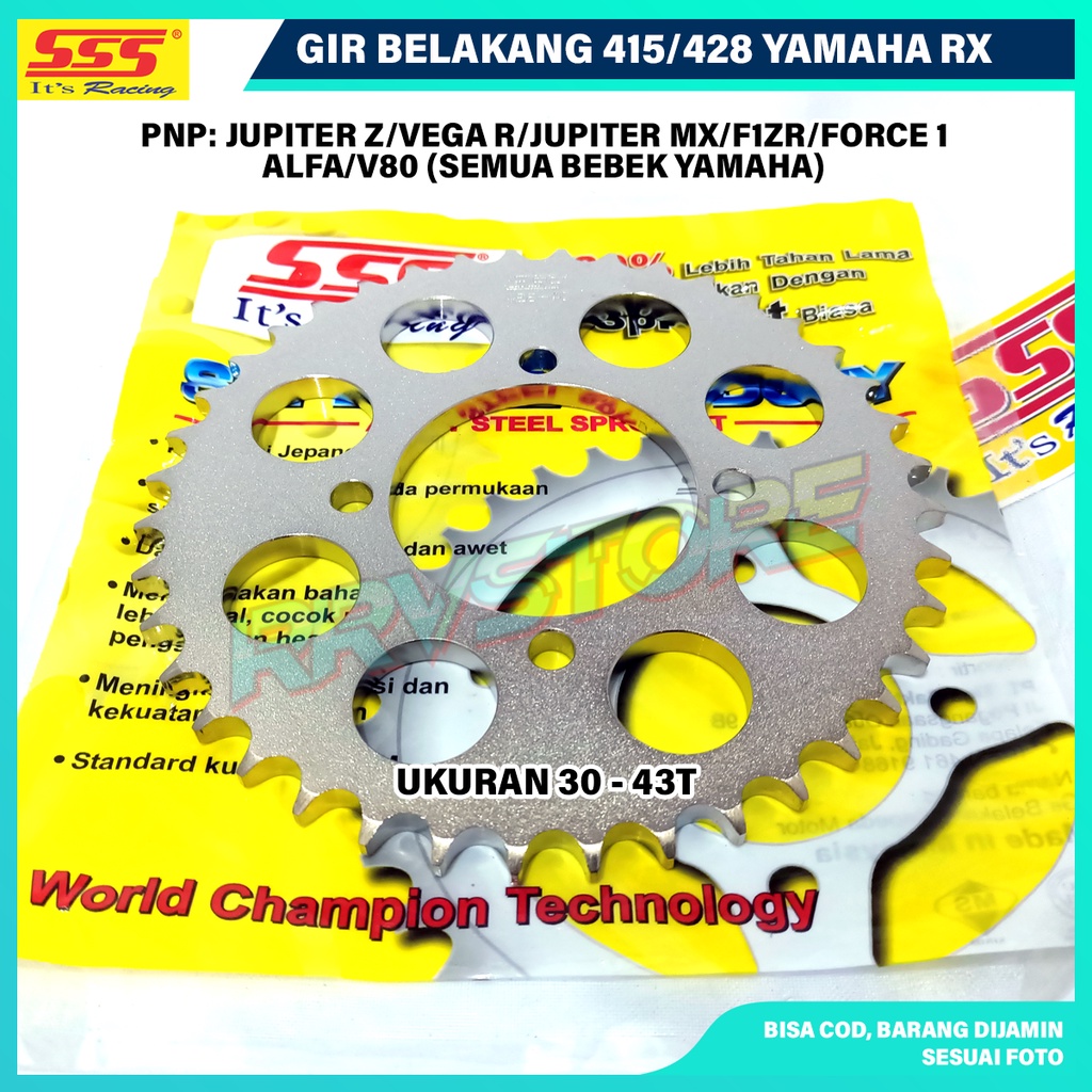 Gear Gir Belakang SSS 415 Yamaha Jupiter Z RX King F1ZR Jupiter MX 135 Old / New Vega R Crypton Alfa