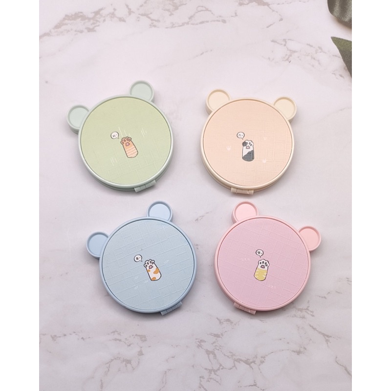 KACA LIPAT DUO TEBAL / CEMIN LIPAT KOTAK / CERMIN LIPAT BULAT / CERMIN KULIT / KACA DUA SISI-KC BEAR TBL