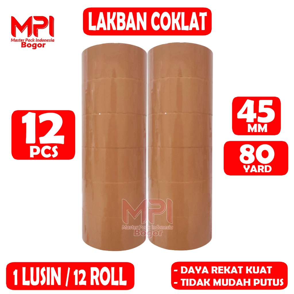 

1 LUSIN [ 12 PCS ] Lakban Coklat MPI 45 mm x 80 yard / Lakban Packing - Master Pack Indonesia