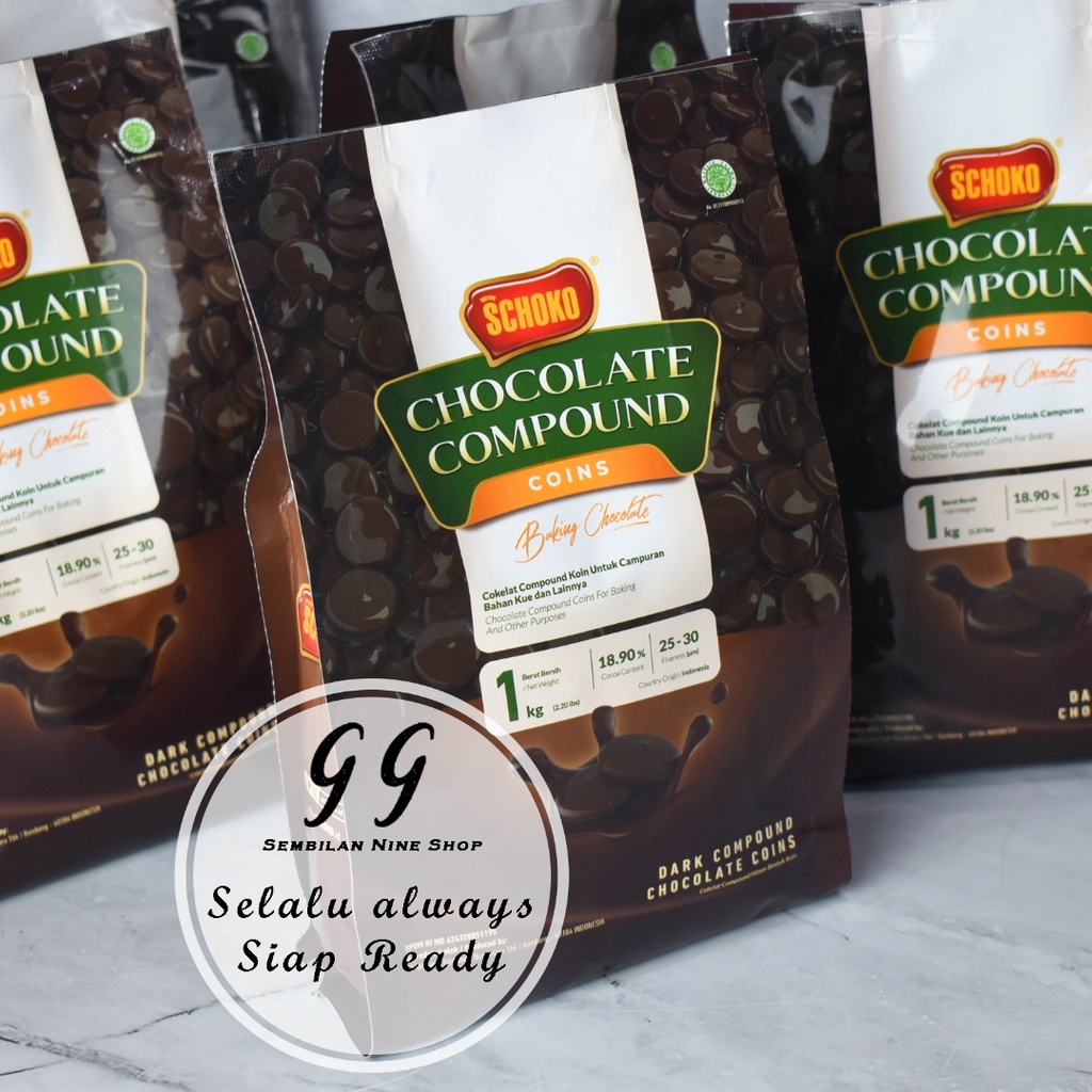 

Schoko Coin Dark Compound Grande 1 Kg Coklat Kancing Dark Chocolate