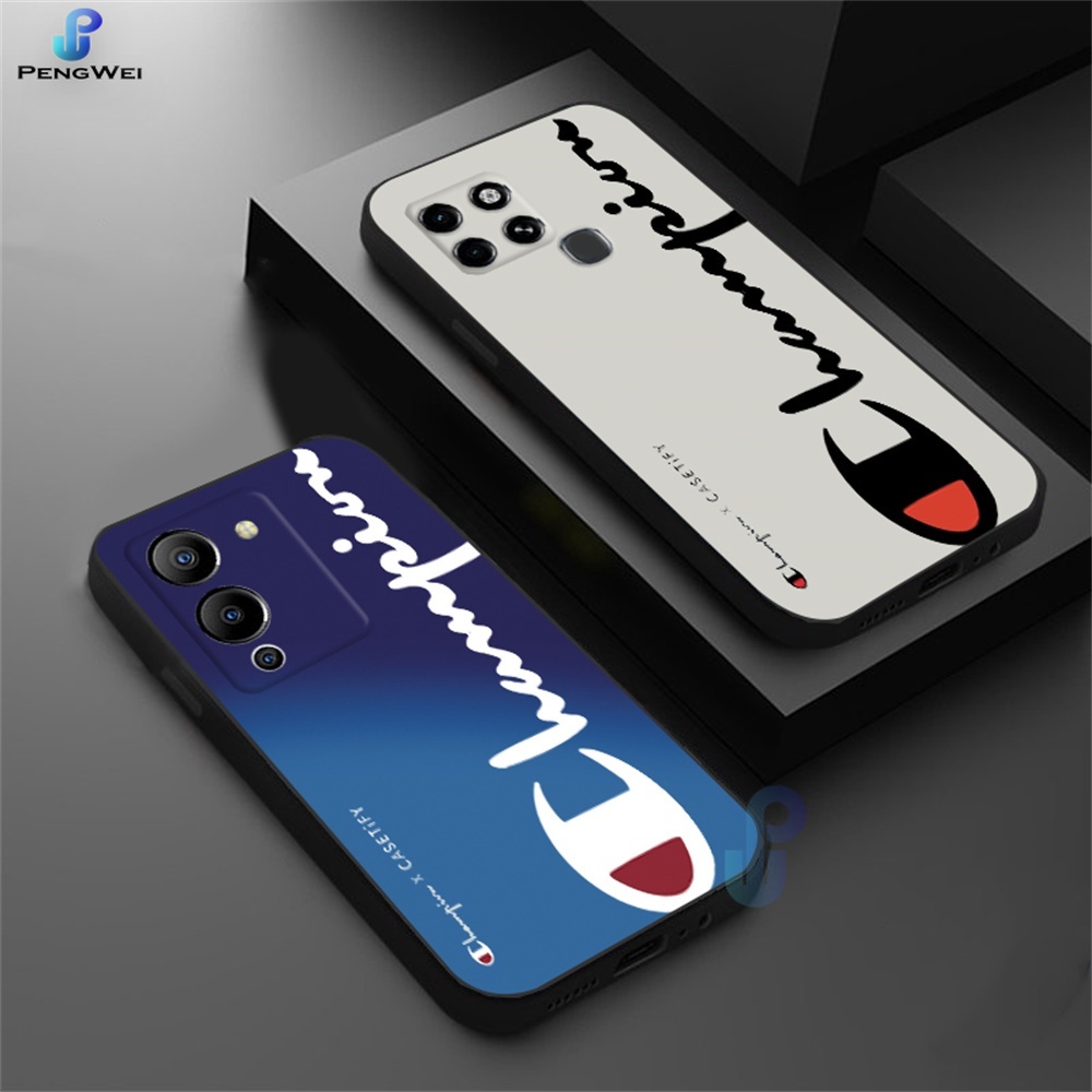Casing hp Infinix Note Hot 30i 12 G96  Hot 12 Play 11 Play 10 Play 9 Play Hot 11S NFC Smart 5 Smart 6 Hot 10S Hot 20S Hot 10T Chaopai Blue Champion Logo Soft Silicone Matte Case Pengwei