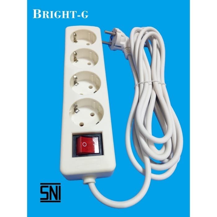 Stop Kontak 4 Lubang Kabel 5 Meter Saklar BRIGHT G BG-1854