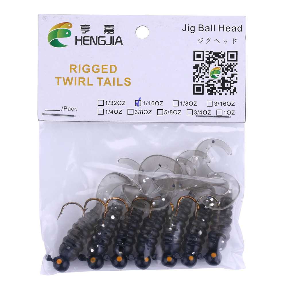 ‼️COD‼️ LCKMNOFCLSTR Hengjia Umpan Pancing Sea Bass Bait Jig Ball Head Tail Worm 1.77G 7PCS ‼️COD‼️