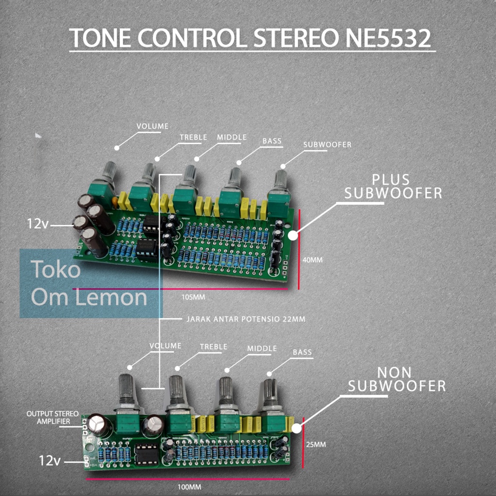 SA Modul 2.1 ne5532 Stereo Tone Control Plus Middle Dan Subwoofer
