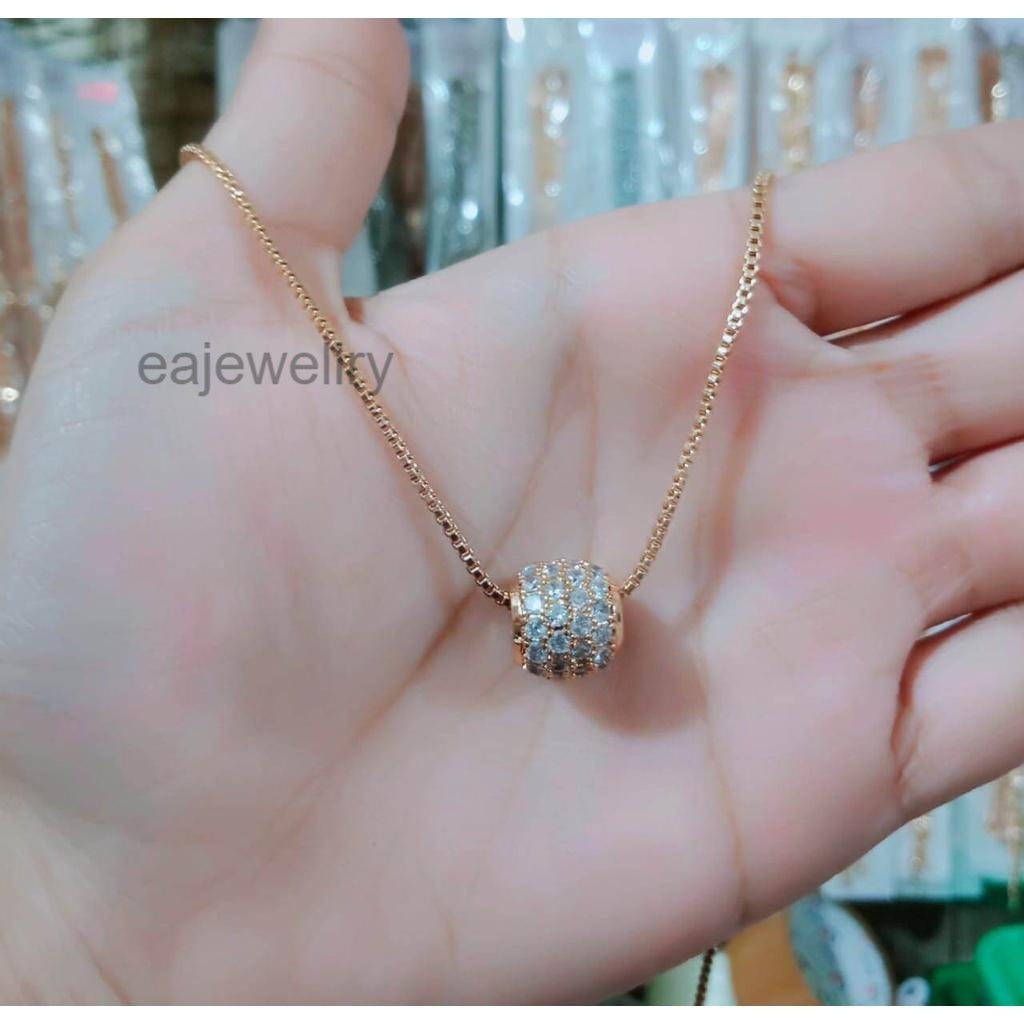 Kalung emas silver wanita liontin bola model baru anti karat perhiasan 24 karat