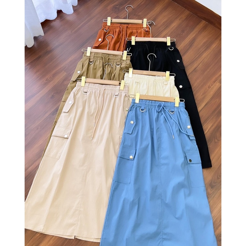 W & K - ZRX OOTD WANITA JELA / ROK ZIZE CARGO PARASUT / Cargo Skirt Polos Trendy / Bawahan Rok Panja