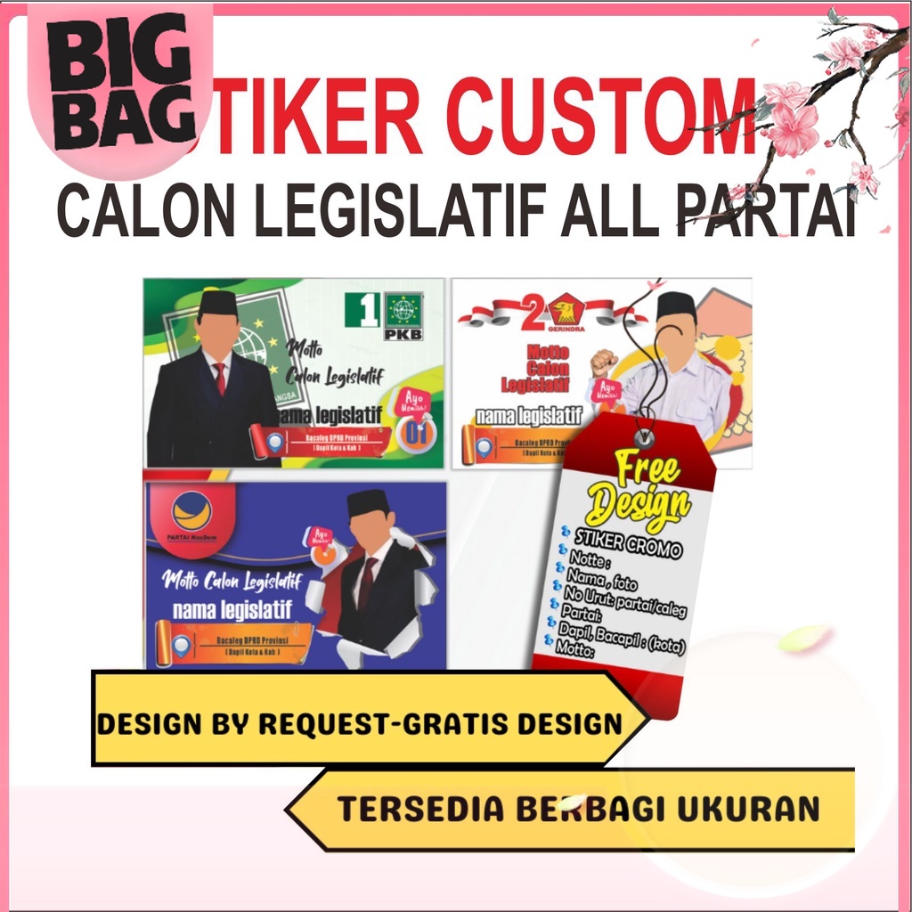 

STIKER STICKER CROMO CALEG PARTAI PILPRES UK 10X15 GRATIS DESIGN BY REQUEST MINIMAL 100 PCS PROMO di Bigbag_Shop