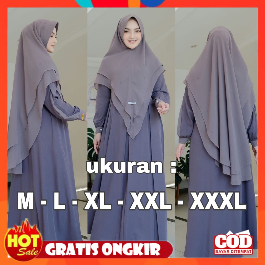 KAIN ADEM HALUS TEBAL / GAMIS YAUMMI SET HIJAB 2 LAYER BAHAN MANGO CREP MIX CERUTY FASHION MUSLIM TE