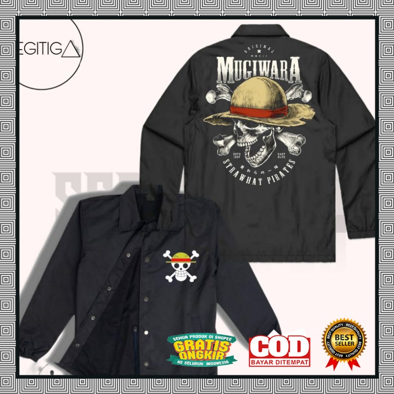 Jaket Coach ONE PIECE - ANIME logo tulisan ONE PIECE  design Jacket parasut waterproof pria wanita U