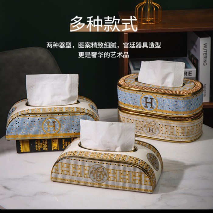 Tissue Box Ceramic Kotak Tissue Motif Hermes - A